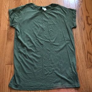 Army Green Cap Sleeve T, Long Tunic T